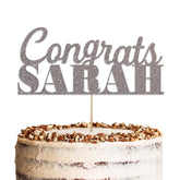 Personalised Graduation Glitter Cake Topper by KreateSquare | Custom Colour Any Name Premium 950 GSM Glitter Finish